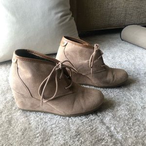 Mad Love Tan Wedge Booties
